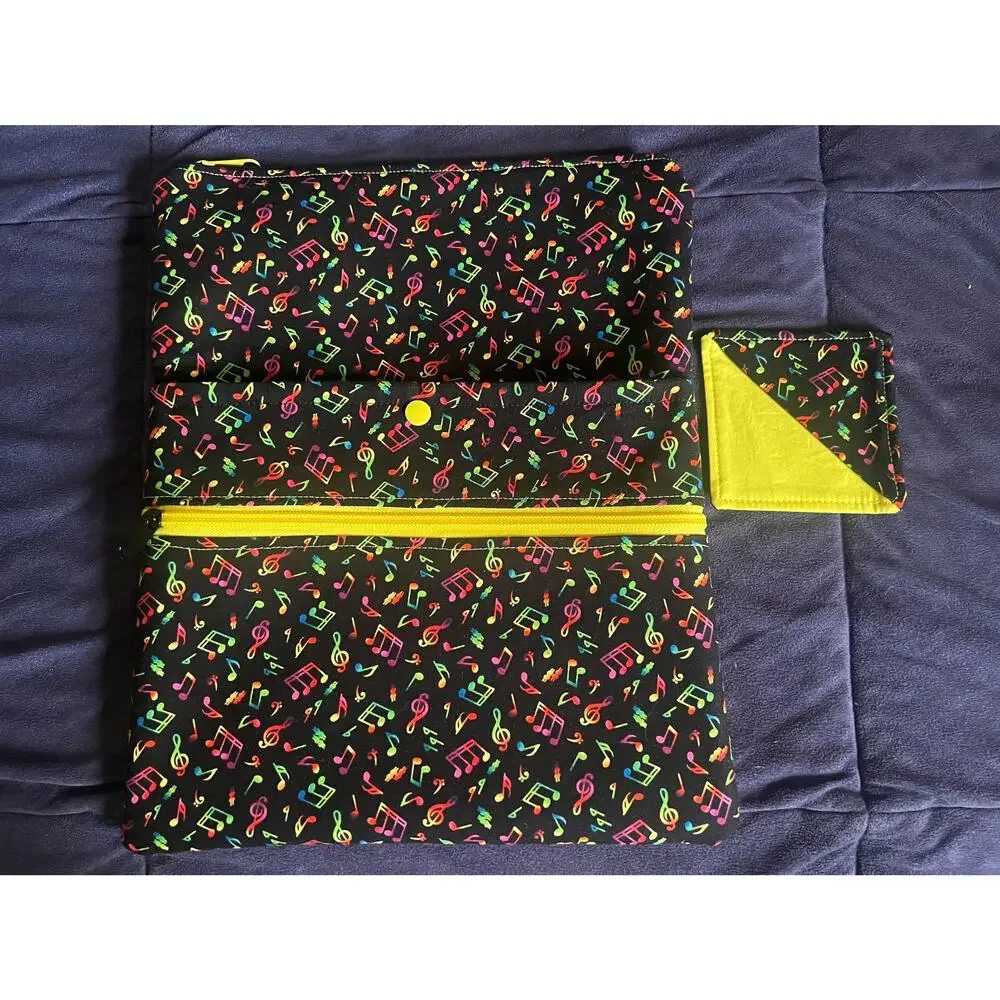 NWOT Large Book Sleeve & Corner Bookmark, Dual Pockets